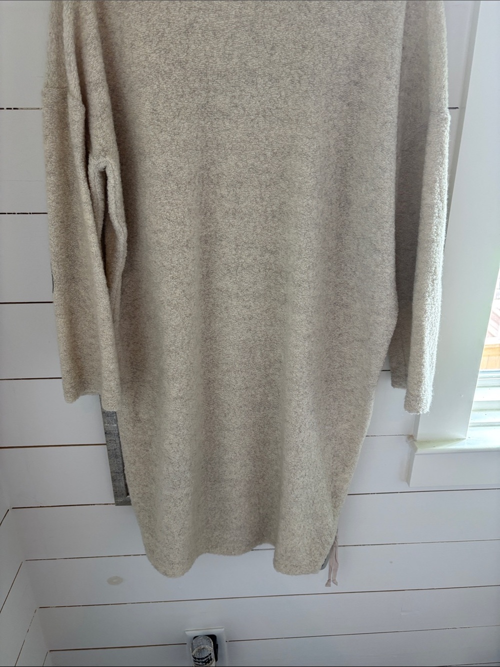 Women's Cream Knit Long-Sleeve Sweater Dress